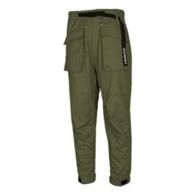 Calças compridas de malha com vários bolsos para homem Verde escuro