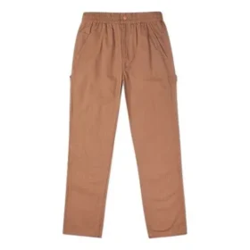 Calças compridas masculinas Converse com logótipo, cor sólida, corte reto, estilo casual e cintura elástica – Castanho