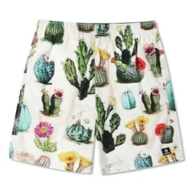 Calções de Resort com Estampado Vegetal Tamanhos Asiáticos “Desert Sand Cactus Multi” Calções de Resort com Estampado Vegetal Tamanhos Asiáticos “Desert Sand Cactus Multi”