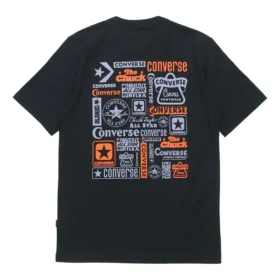 Camisa casual de manga curta com logótipo Converse para homem, preta