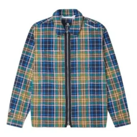 Camisa com zíper frontal e estampado integral Tamanhos asiáticos “Azul”