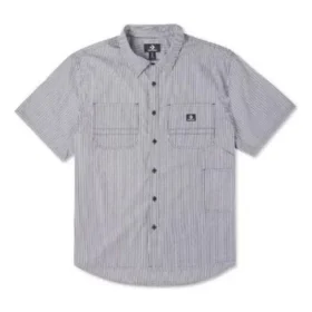 Camisa de botões com riscas e tecido de carpinteiro Tamanhos asiáticos “Cinza”