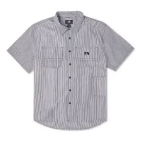 Camisa de botões com riscas e tecido de carpinteiro Tamanhos asiáticos “Cinza”