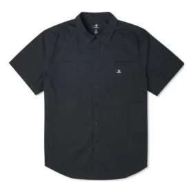 Camisa de botões em tecido liso estilo carpinteiro, tamanhos asiáticos, “Preto”