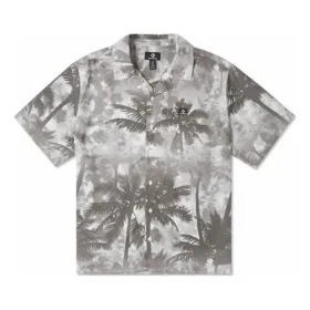 Camisa de botões Resort Palm Trees Tamanhos asiáticos “Black Palm”