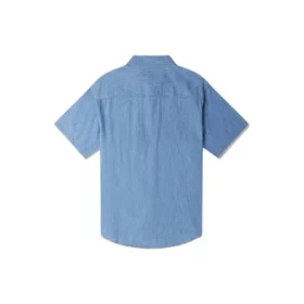 Camisa de Chambray Elevada Tamanhos Asiáticos “Azul Índigo”