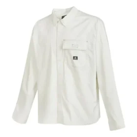 Camisa de manga comprida com botões em tecido Tamanhos asiáticos “Branco” Camisa de manga comprida com botões em tecido Tamanhos asiáticos “Branco”