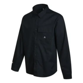 Camisa de manga comprida com botões em tecido Tamanhos asiáticos “Preto”