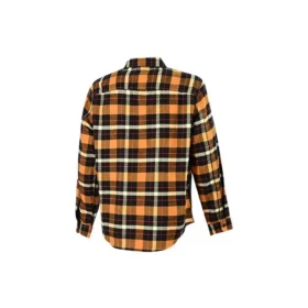 Camisa de manga comprida com botões, em tecido xadrez patchwork, tamanho asiático “Amarela”