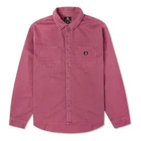 Camisa de manga comprida em sarja com botões Tamanhos asiáticos “Berry”