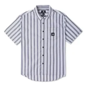 Camisa de manga curta às riscas com botões Tamanhos asiáticos “Azul”