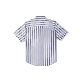 Camisa de manga curta às riscas com botões Tamanhos asiáticos “Azul”