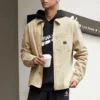 Camisa de trabalho em lona lavada com fecho completo Tamanhos asiáticos “Nomad Khaki”