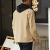 Camisa de trabalho em lona lavada com fecho completo Tamanhos asiáticos “Nomad Khaki”