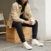Camisa de trabalho em lona lavada com fecho completo Tamanhos asiáticos “Nomad Khaki”