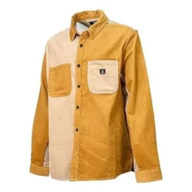 Camisa de veludo cotelê com blocos de cor Tamanhos asiáticos “Castanho claro”