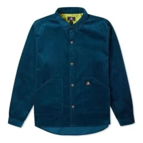 Camisa de veludo cotelê com botões Tamanhos asiáticos “Azul”