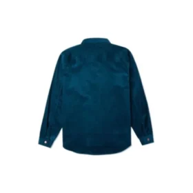 Camisa de veludo cotelê com botões Tamanhos asiáticos “Azul”