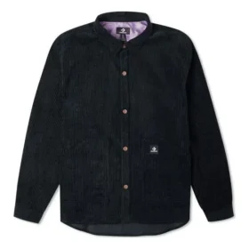 Camisa de veludo cotelê com botões Tamanhos asiáticos “Preto”