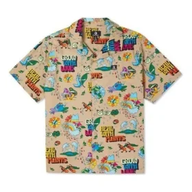 Camisa Resort com Estampado Vegetal Tamanhos Ásia “Nomad Khaki”