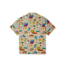 Camisa Resort com Estampado Vegetal Tamanhos Ásia “Nomad Khaki”