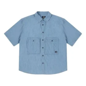 Camisa utilitária com logótipo em ganga Tamanhos asiáticos “LT Retro Blue”