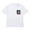 Camiseta casual de manga curta com bolso para homem, branca