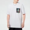 Camiseta casual de manga curta com bolso para homem, branca