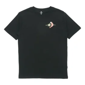 Camiseta casual desportiva de manga curta Converse para homem, com padrão, preta