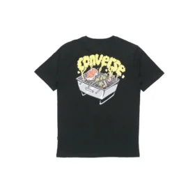 Camiseta casual desportiva de manga curta Converse para homem, com padrão, preta