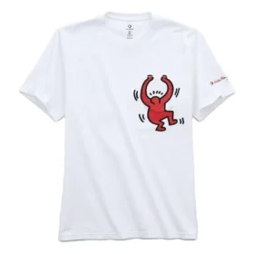 Camiseta com bolso e estampado Converse x Keith Haring – Tamanhos asiáticos “Branca”