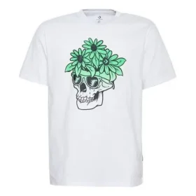 Camiseta com óculos de sol e flores em caveiras Tamanhos asiáticos “White” Camiseta com óculos de sol e flores em caveiras Tamanhos asiáticos “White”