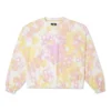 Camiseta de algodão com estampa floral desbotada e gola redonda Tamanhos asiáticos “Rosa”