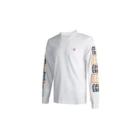 Camiseta de manga comprida com logótipo aplicado para homem, branca