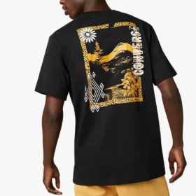 Camiseta de manga curta com apliques para homem, preta