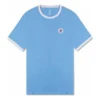 Camiseta de manga curta com gola em anel Tamanhos asiáticos “Light Blue”