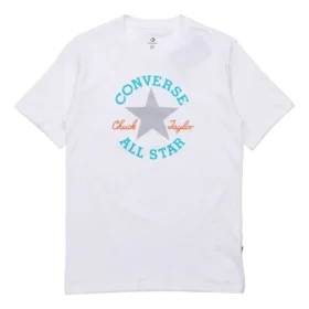 Camiseta de manga curta com slogan e logótipo para homem Branca