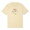 Camiseta esportiva com estampa, gola redonda e manga curta, amarelo claro