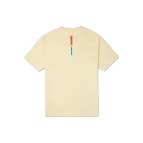 Camiseta esportiva com estampa, gola redonda e manga curta, amarelo claro
