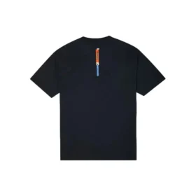 Camiseta esportiva de manga curta com gola redonda e estampa de estrelas em zigue-zague Tamanhos asiáticos “Preto”