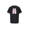 Camiseta folgada com estampa, gola redonda e manga curta, preta