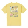 Camiseta masculina Converse com estampa de graffiti e desenhos animados nas costas, corte solto, casual, gola redonda e manga curta, cor dourada