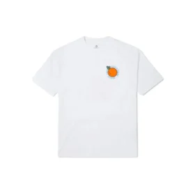 Camiseta masculina Converse com estampado de desenhos animados, corte largo, gola redonda e manga curta, branca Camiseta masculina Converse com estampado de desenhos animados, corte largo, gola redonda e manga curta, branca