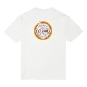 Camiseta masculina Converse com logótipo estampado, gola redonda e manga curta, branca Camiseta masculina Converse com logótipo estampado, gola redonda e manga curta, branca