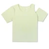 Camiseta Slim Assimétrica Twisted Knits – Tamanhos asiáticos “Verde”