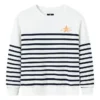 Camisola Casual Stripe Crew Tamanhos asiáticos “Branco Preto”