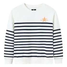 Camisola Casual Stripe Crew Tamanhos asiáticos “Branco Preto”