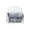 Camisola Casual Stripe Crew Tamanhos asiáticos “Branco Preto”