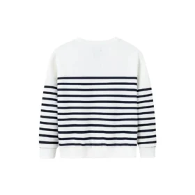 Camisola Casual Stripe Crew Tamanhos asiáticos “Branco Preto”