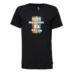 Camisola clássica básica de corte justo com estampado, manga curta, preta